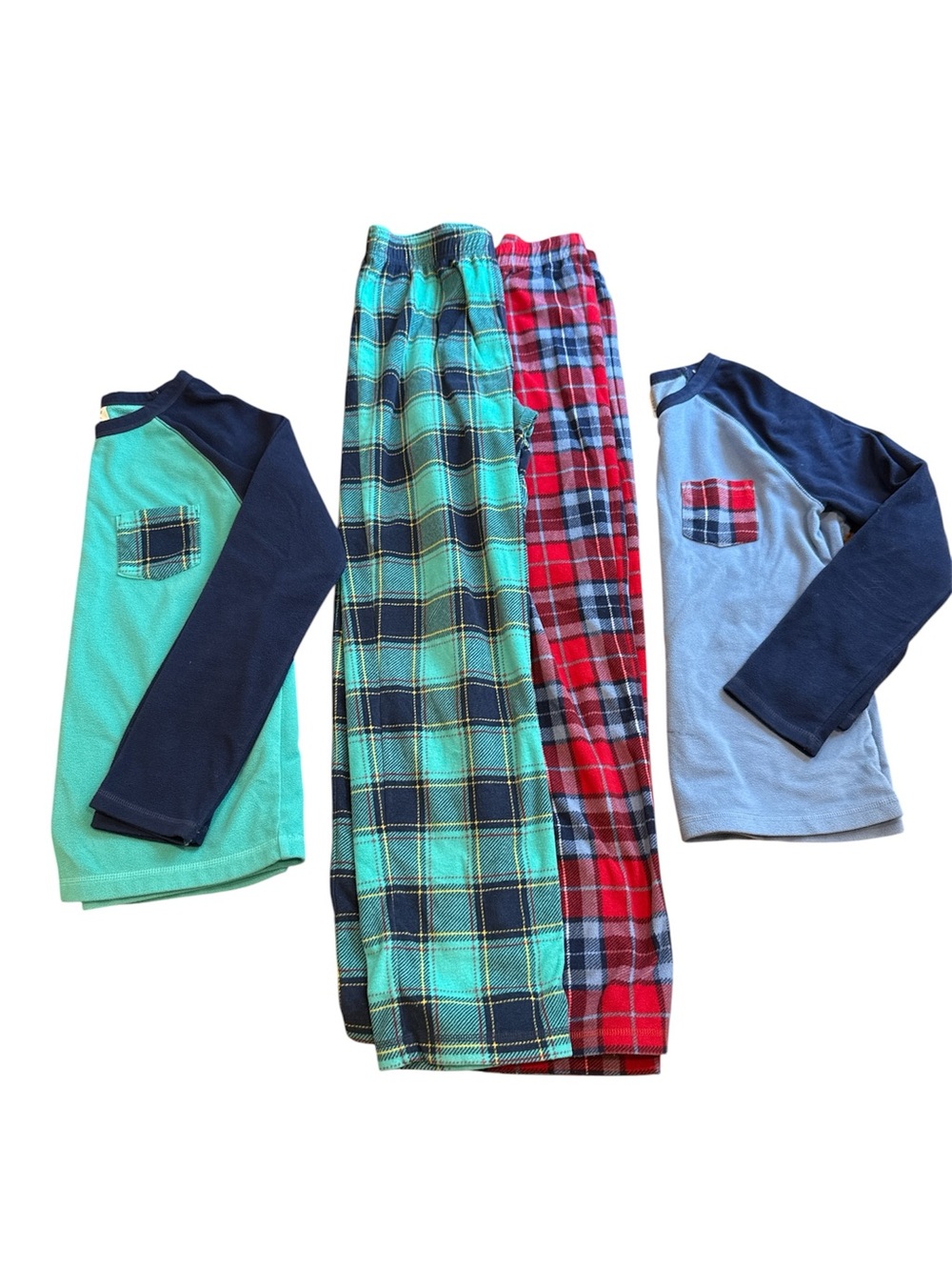 Lands End Kids Plaid Fleece Pajama Set Size 16